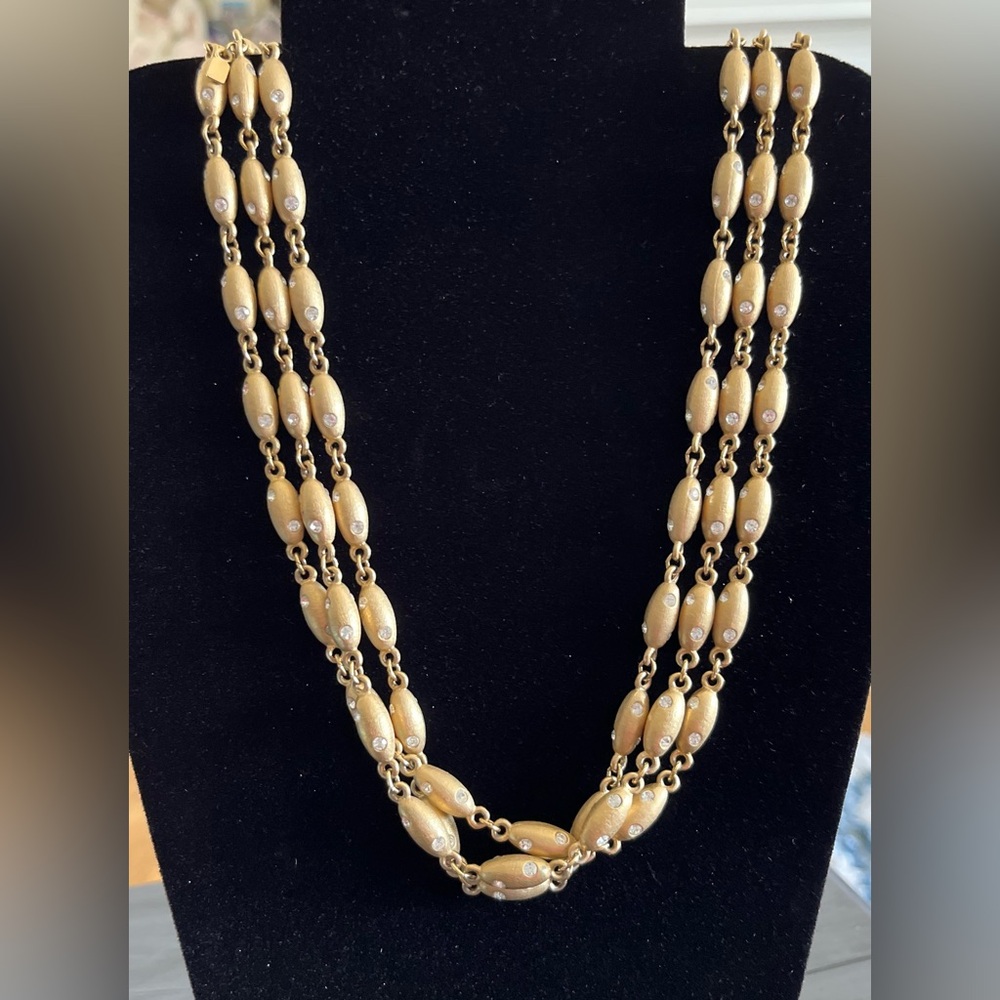 Vintage Swarovski (brushed gold plated) Triple-Strand Necklace